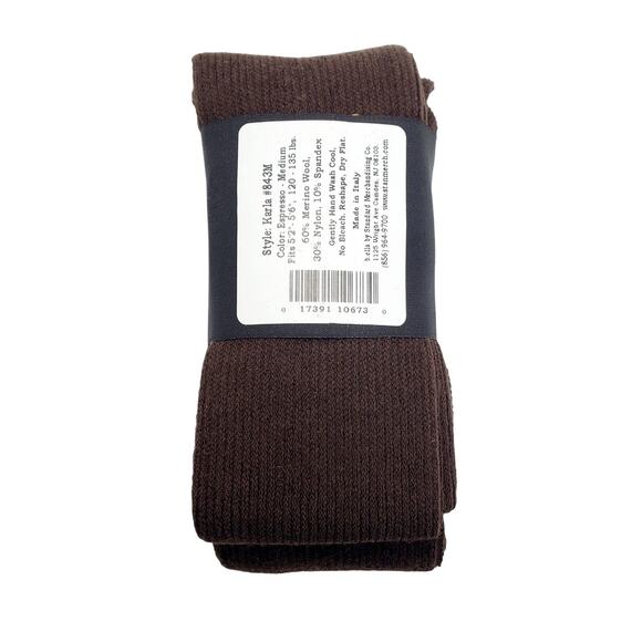 Italian Merino Wool Tights MEDIUM Espresso Brown Karla Ribbed B.ella New Hosiery - Picture 5 of 5
